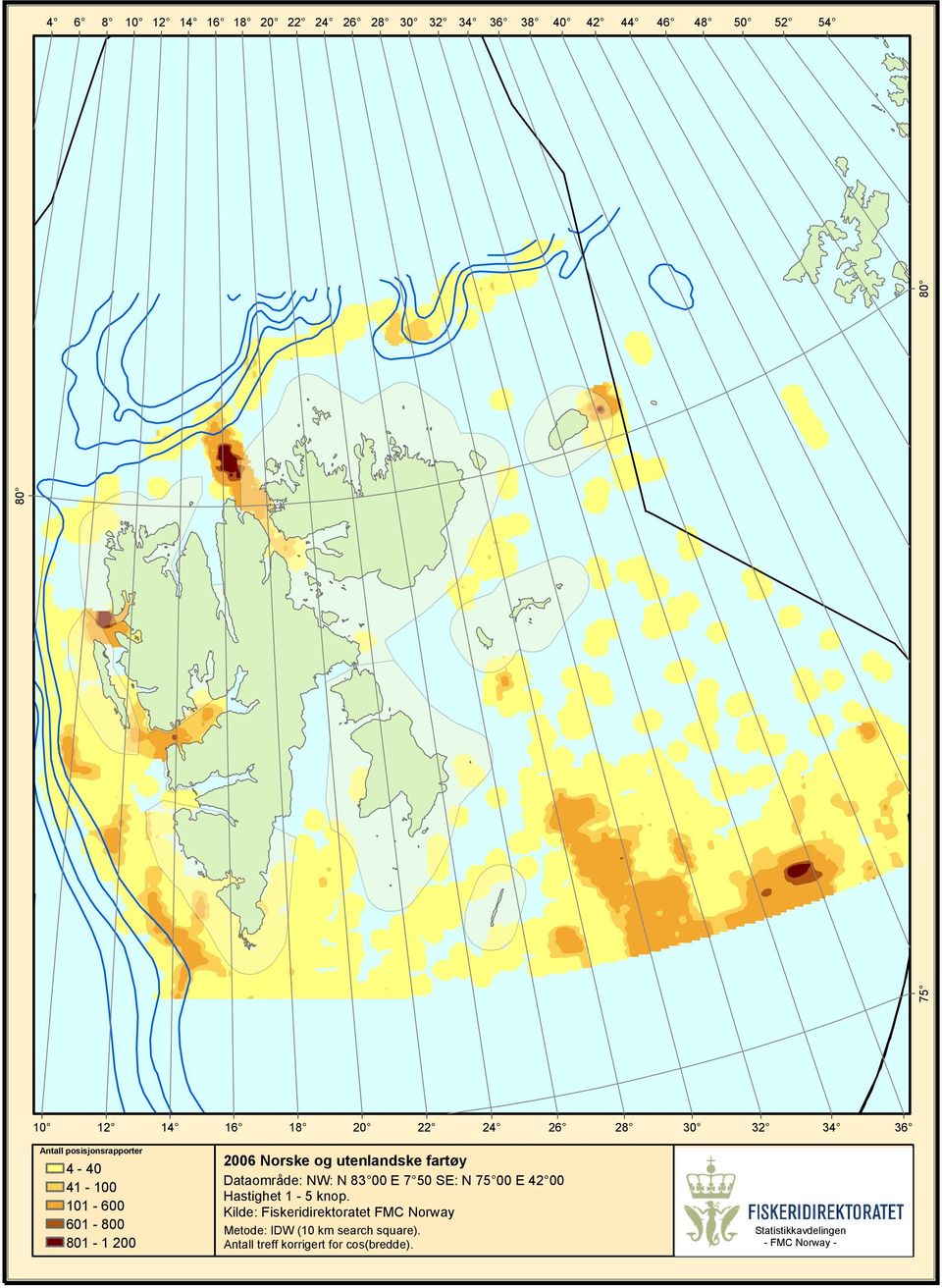 E 00 Metode: IDW (10 km search square).