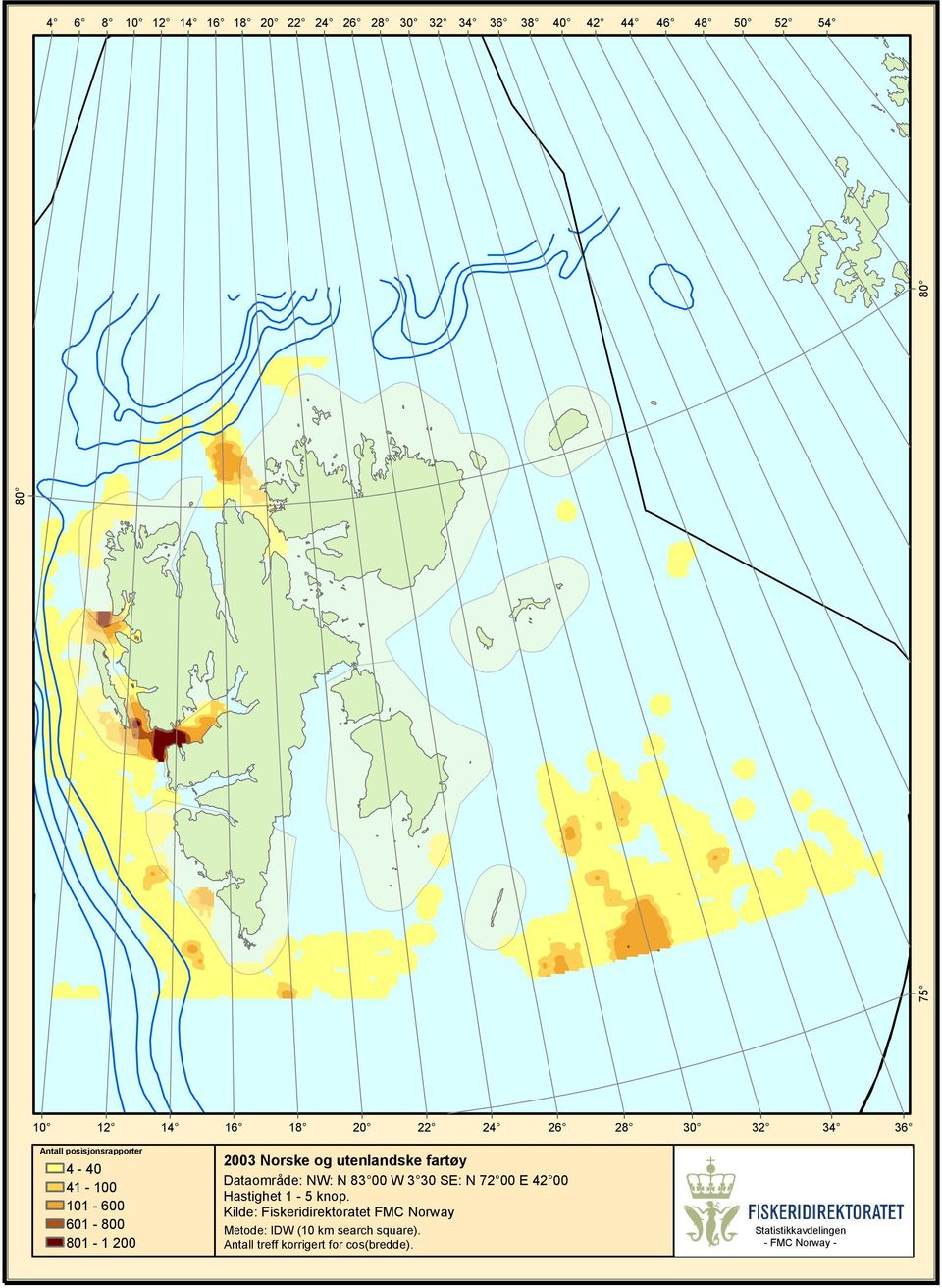 00 E 00 Metode: IDW (10 km search