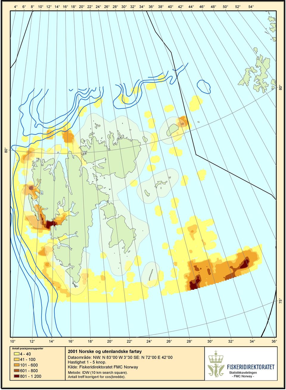 00 E 00 Metode: IDW (10 km search