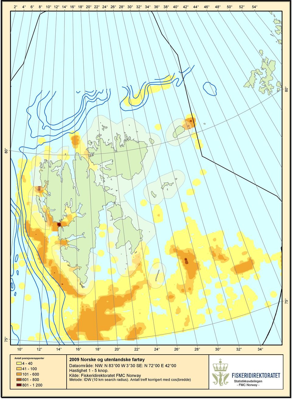 00 E 00 Metode: IDW (10 km search