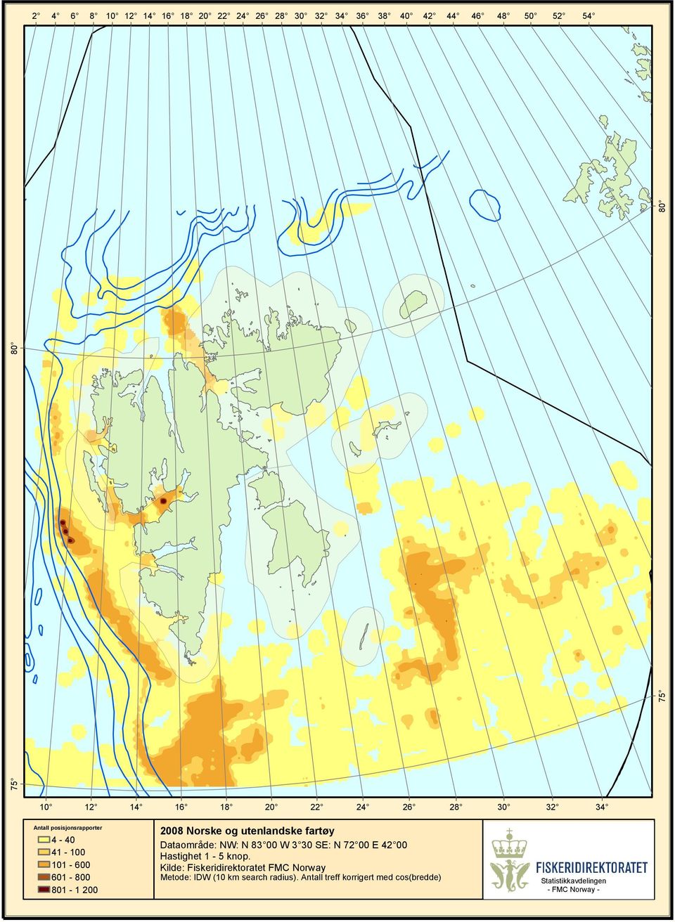 00 E 00 Metode: IDW (10 km search