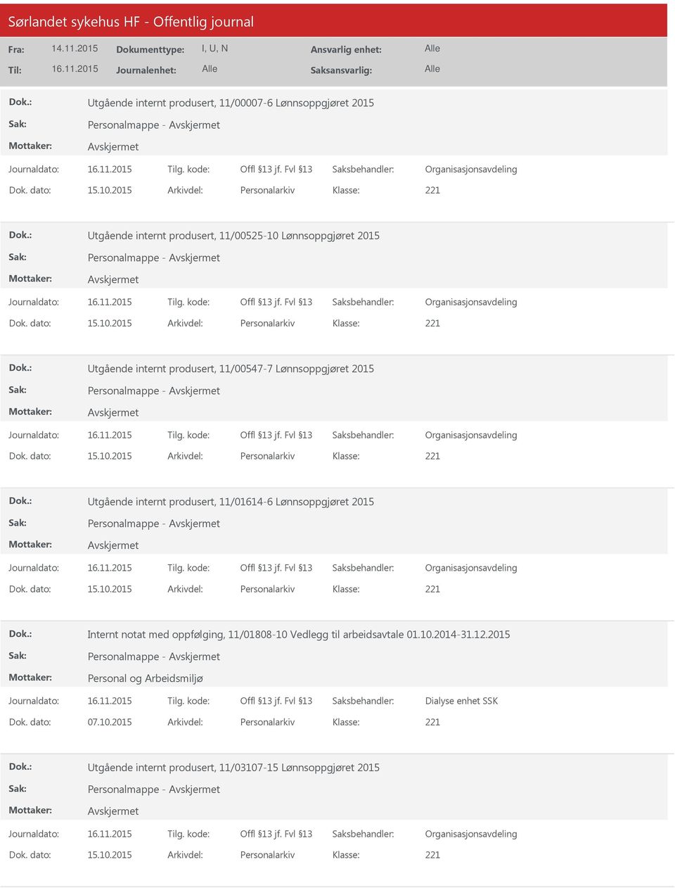 Lønnsoppgjøret 2015 Internt notat med oppfølging, 11/01808-10 Vedlegg til arbeidsavtale 01.10.2014-31.12.