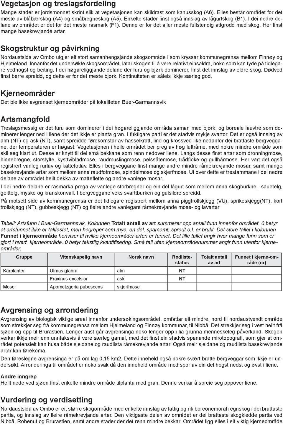 Her finst mange basekrevjande artar. Skogstruktur og påvirkning Nordaustsida av Ombo utgjer eit stort samanhengsjande skogsområde i som kryssar kommunegrensa mellom Finnøy og Hjelmeland.