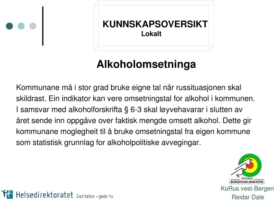 I samsvar med alkoholforskrifta 6-3 skal løyvehavarar i slutten av året sende inn oppgåve over faktisk mengde