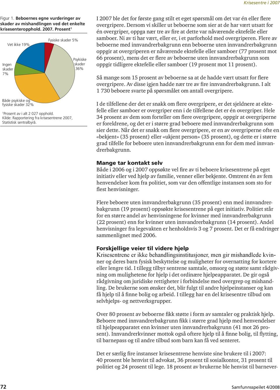 Psykiske skader 36% I 2007 ble det for første gang stilt et eget spørsmål om det var én eller flere overgripere.