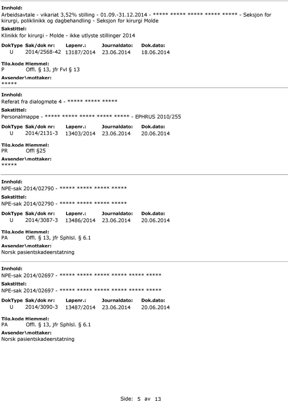 - ikke utlyste stillinger 2014 2014/2568-42 13187/2014 18.06.