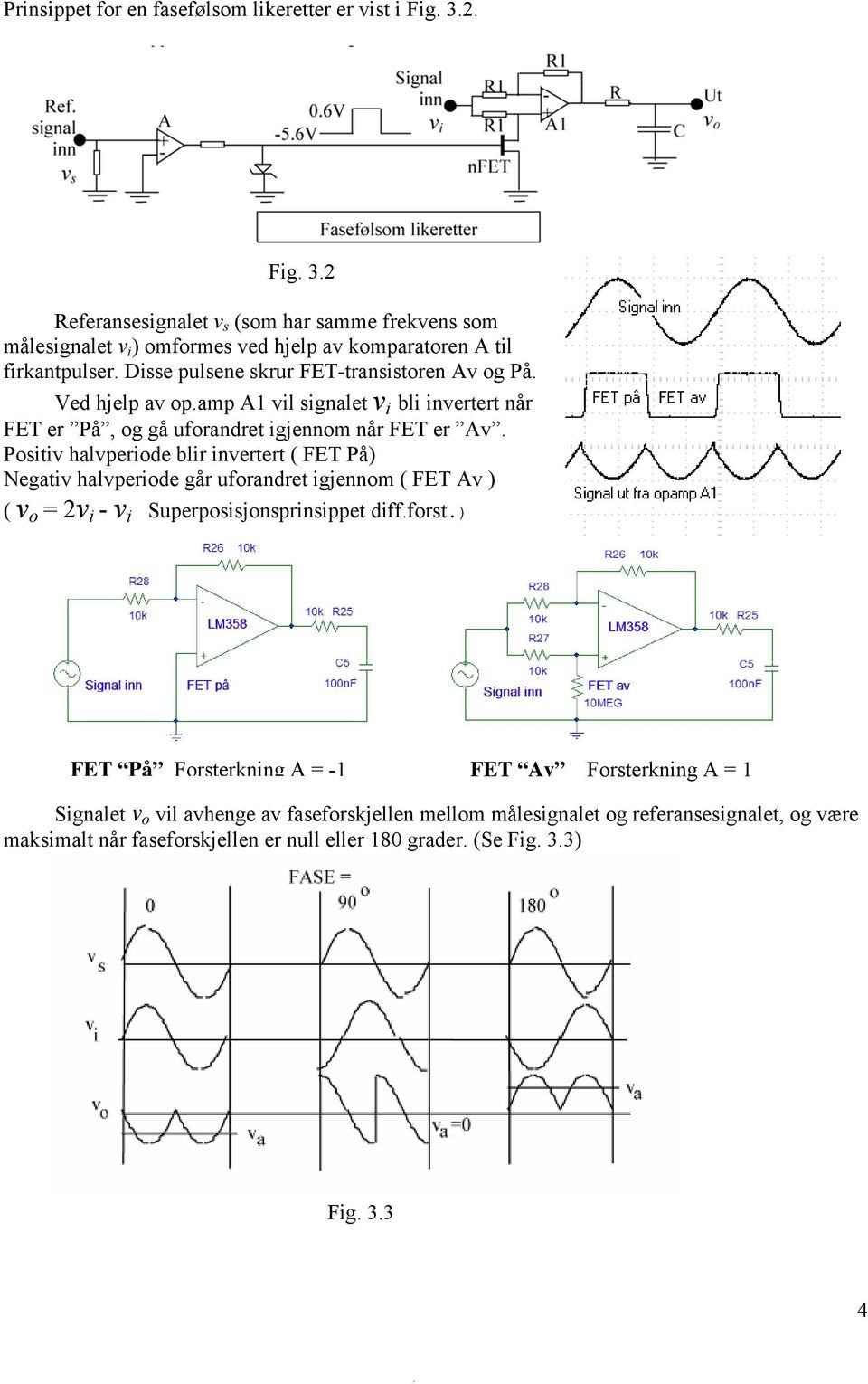 Poitiv halvpeiode bli invetet ( FET På) Negativ halvpeiode gå ufoandet igjennom ( FET Av ) ( v o = 2v i - v i Supepoijonpinippet diff.fot.