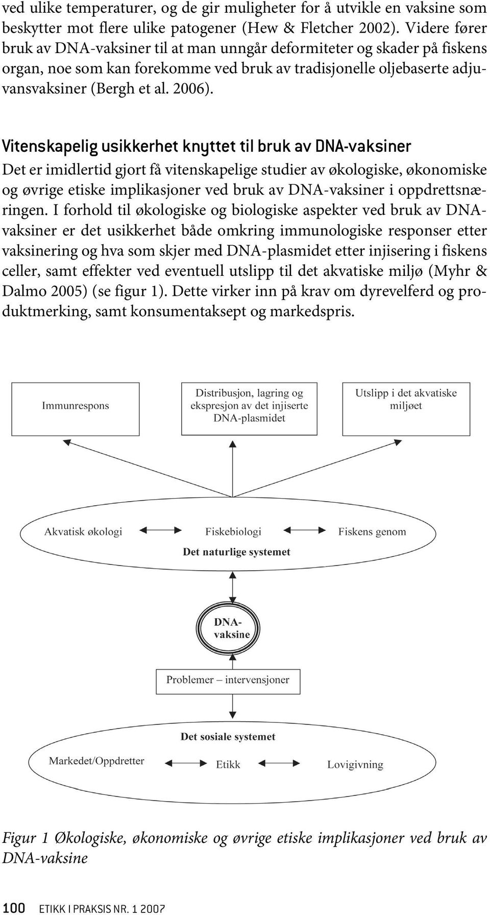 Vitenskapelig usikkerhet knyttet til bruk av DNA-vaksiner Det er imidlertid gjort få vitenskapelige studier av økologiske, økonomiske og øvrige etiske implikasjoner ved bruk av DNA-vaksiner i