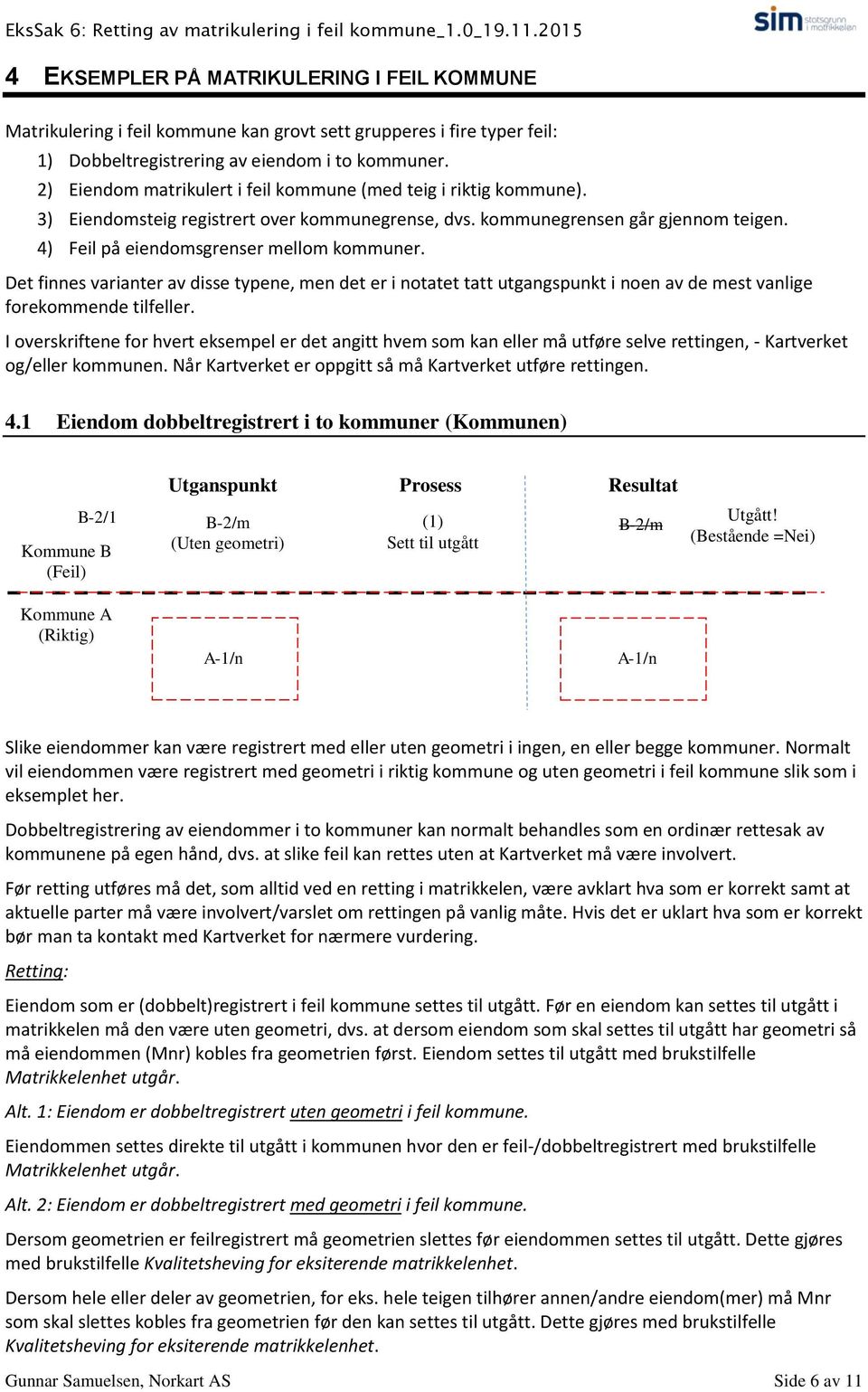 Det finnes varianter av disse typene, men det er i notatet tatt utgangspunkt i noen av de mest vanlige forekommende tilfeller.