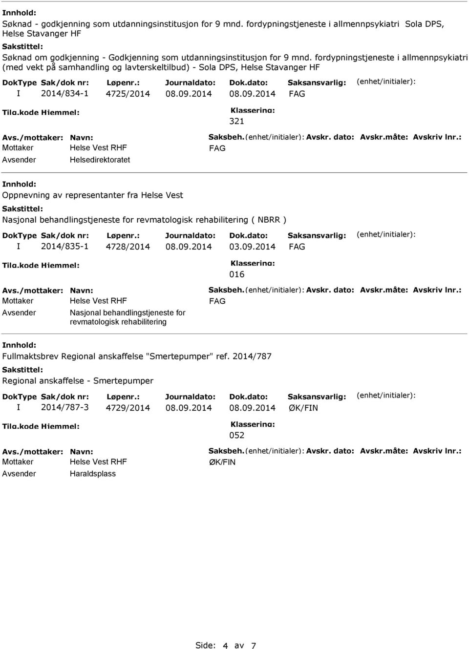 fordypningstjeneste i allmennpsykiatri (med vekt på samhandling og lavterskeltilbud) - Sola DPS, Helse Stavanger HF 2014/834-1 4725/2014 321 Helsedirektoratet Oppnevning av