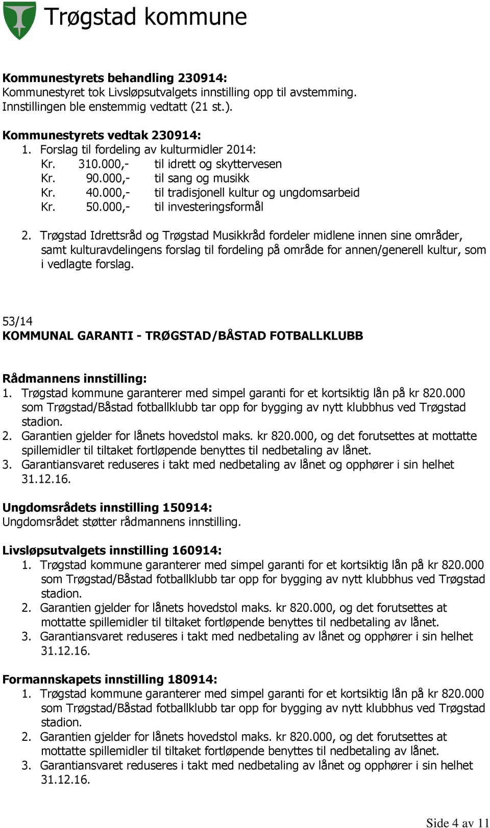 Trøgstad Idrettsråd og Trøgstad Musikkråd fordeler midlene innen sine områder, samt kulturavdelingens forslag til fordeling på område for annen/generell kultur, som i vedlagte forslag.