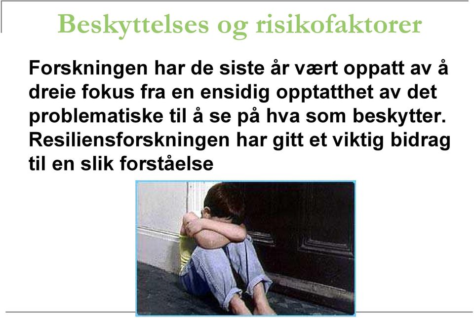 det problematiske til å se på hva som beskytter.