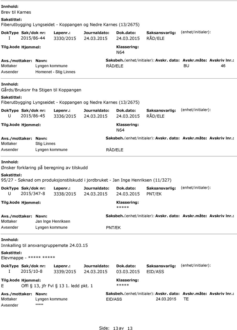 Ønsker forklaring på beregning av tilskudd 95/27 - Søknad om produksjonstilskudd i jordbruket - Jan Inge Henriksen (11/327) 2015/347-8 3338/2015 PNT/EK Jan