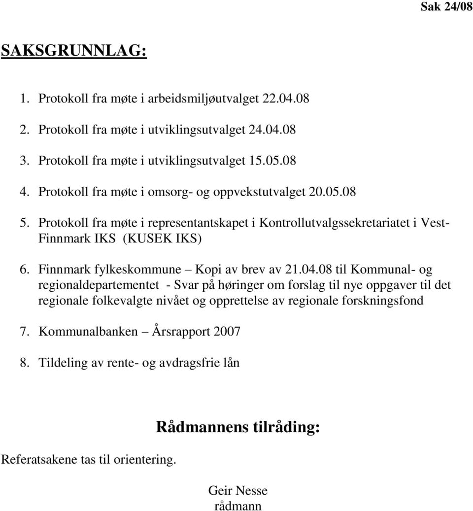 Finnmark fylkeskommune Kopi av brev av 21.04.