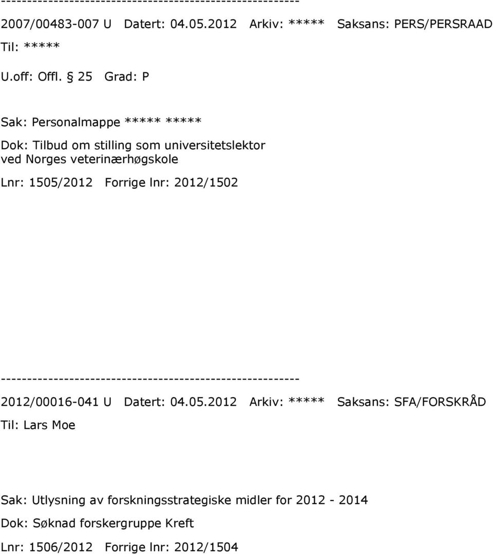 veterinærhøgskole Lnr: 1505/