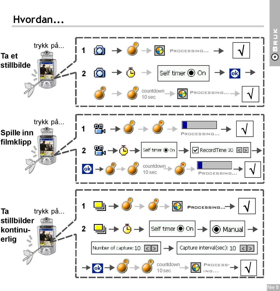 .. 1 2 Processing... countdown 10 sec Processing... Ta trykk på.