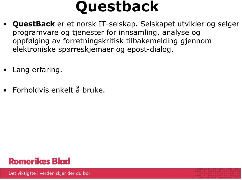 innsamling, analyse og oppfølging av forretningskritisk