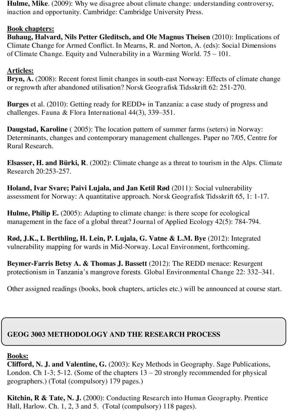 (eds): Social Dimensions of Climate Change. Equity and Vulnerability in a Warming World. 75 101. Articles: Bryn, A.