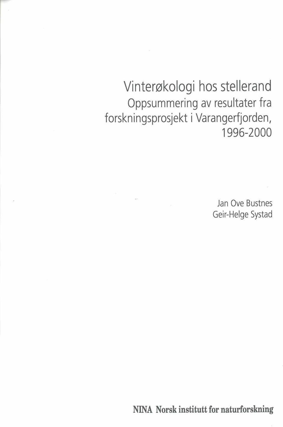 forskningsprosjekt i Varangerfjorden,