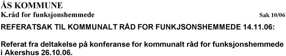 KOMMUNALT RÅD FOR FUNKJSONSHEMMEDE 14.11.