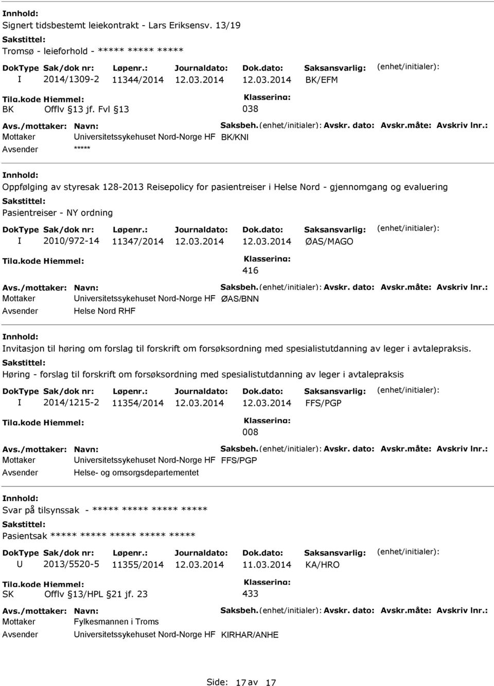 : Mottaker niversitetssykehuset Nord-Norge HF BK/KN ***** Oppfølging av styresak 128-2013 Reisepolicy for pasientreiser i Helse Nord - gjennomgang og evaluering Pasientreiser - NY ordning 2010/972-14