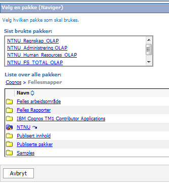 5.0 Introduksjon til Cognos Workspace Elementer/rapporter lages i Cognos Workspace advanced. De kan kjøres/vises direkte fra verktøyet, eller gjennom presentasjonsverktøyet Cognos Workspace.