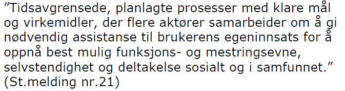 Rehabilitering Den koordinerende en skal bidra til å sikre helhetlig tilbud til pasienter