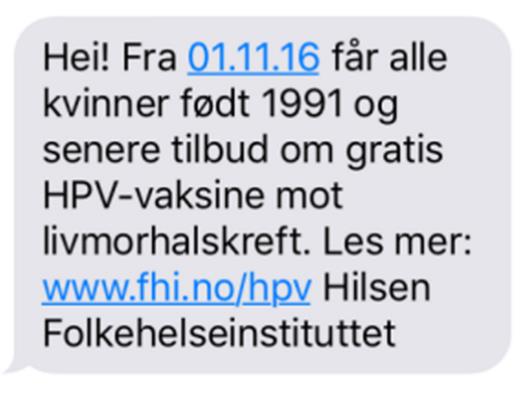 Informasjonstiltak til kvinner i målgruppen SMS-varsling til