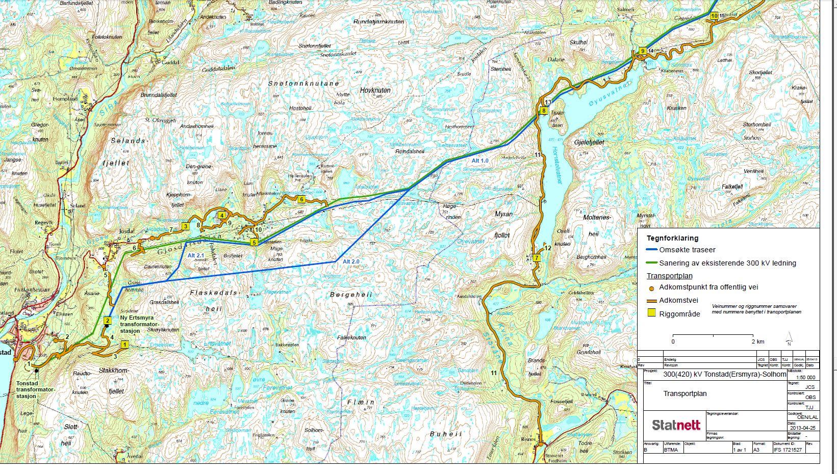 Ertsmyra Solhom oppgraders til 420 kv - trase vedtatt flyttet opp i