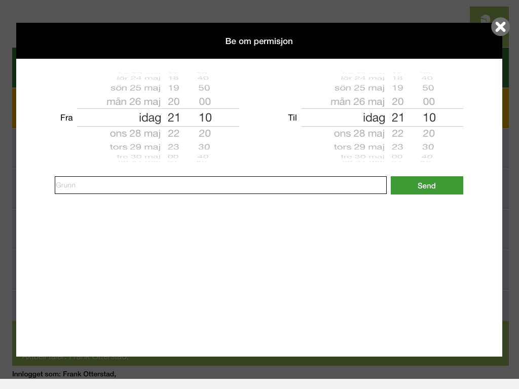 Be som permisjon er selvforklarende, der velger du tidspunkt og