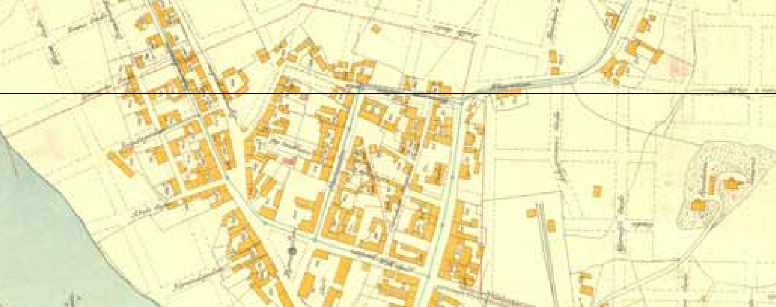 Krums oppmåling fra 1901, utsnitt. Bygningenes betydning i kontekst Skolegatakvartalet er preget av ca.