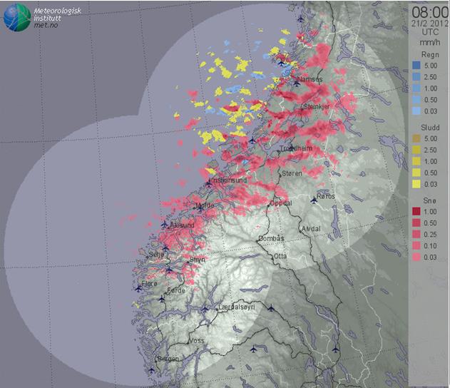 Radarbilder «Dotter» = bygenedbør