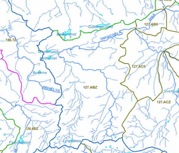 5 Utredning 5.1 VANNBALANSE Tromsdalen hører inn under NVE s elvenettsystem med vassdragsnr. 127.ABZ med et areal på 54,35 km². Det tilhører øverste delen av sidenedbørfelt til Inna.