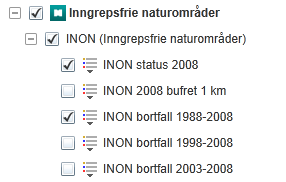 WMS-tjenester fra Miljødirektoratet Inngrepsfrie naturområder i Norge (INON) Status 2008 og