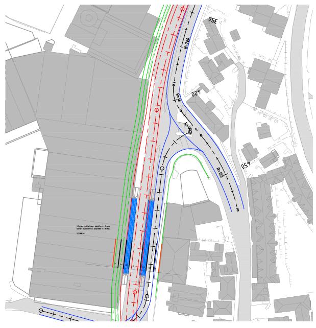2.3 Separat sykkelvei med fortau og forskjøvet holdeplass Dersom banen bygges etter dette alternativet, og løsninger for separat sykkelvei ikke skal avvente en endret utvikling på Kristiansholm,