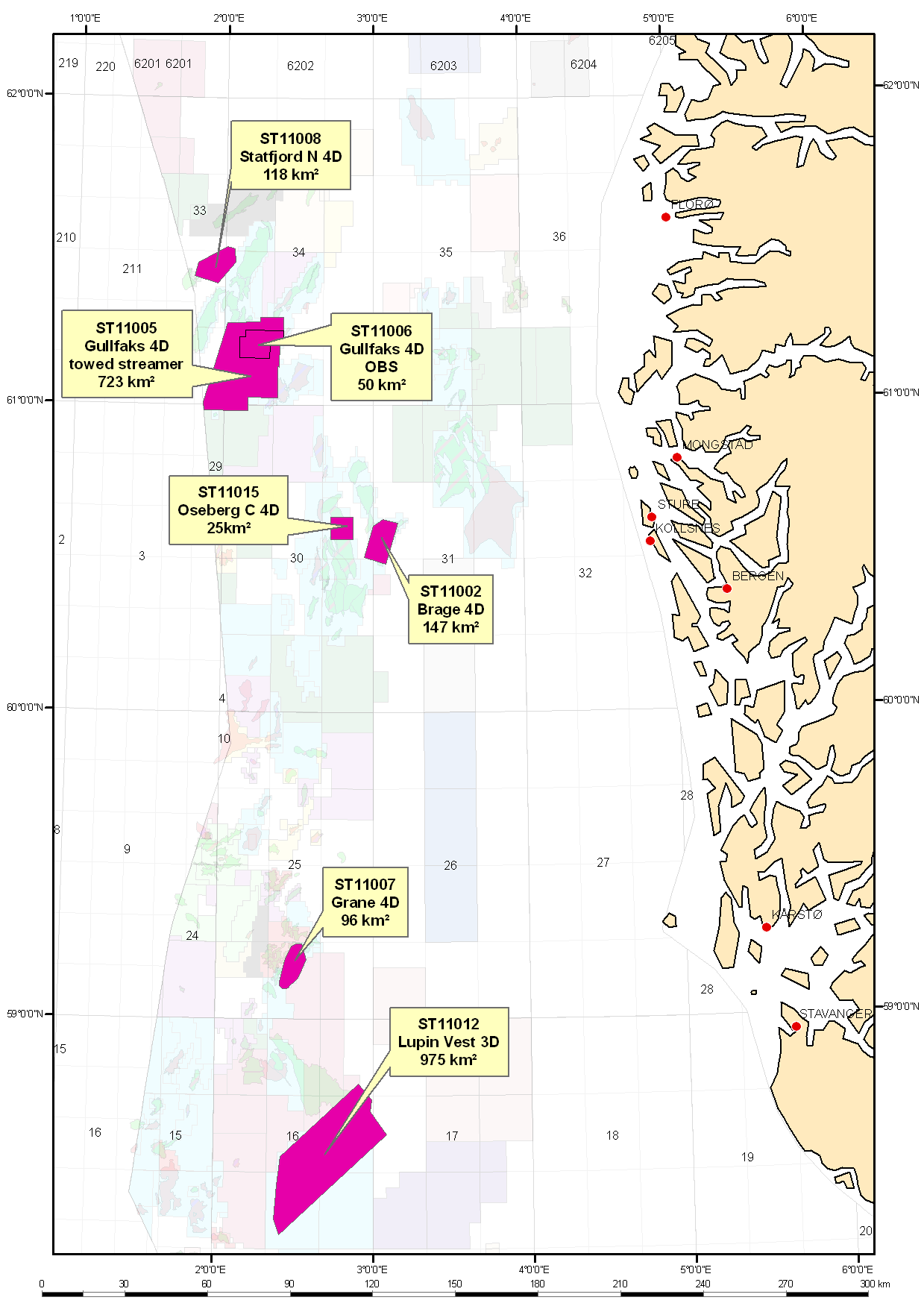 Statoil s seismiske surveyer i 2011 Nordsjøen 2 -