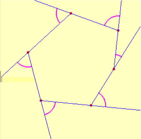Proposisjon Ytre vinkelsum er invariant under avkutting av hjørner, dvs. lik for alle mangekanter. Bevis.