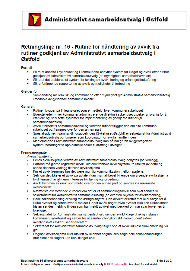 Tilbake Vedlegg sak 009-16 Revisjon