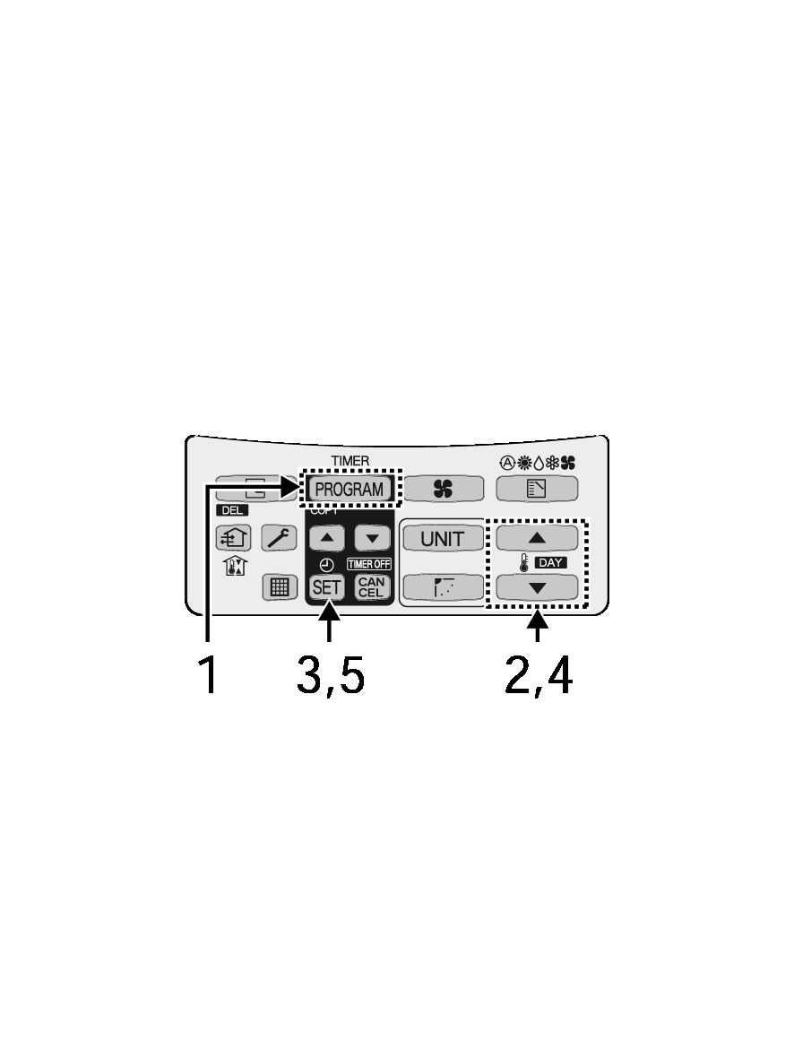 Kopiering av ukedag til andre ukedager 1. Trykk hvis du er i program checking mode, da kommer du til kopi mode C1. SETTING og (dag) blinker i display. 2. Trykk for å velge dag du ønsker å kopiere.