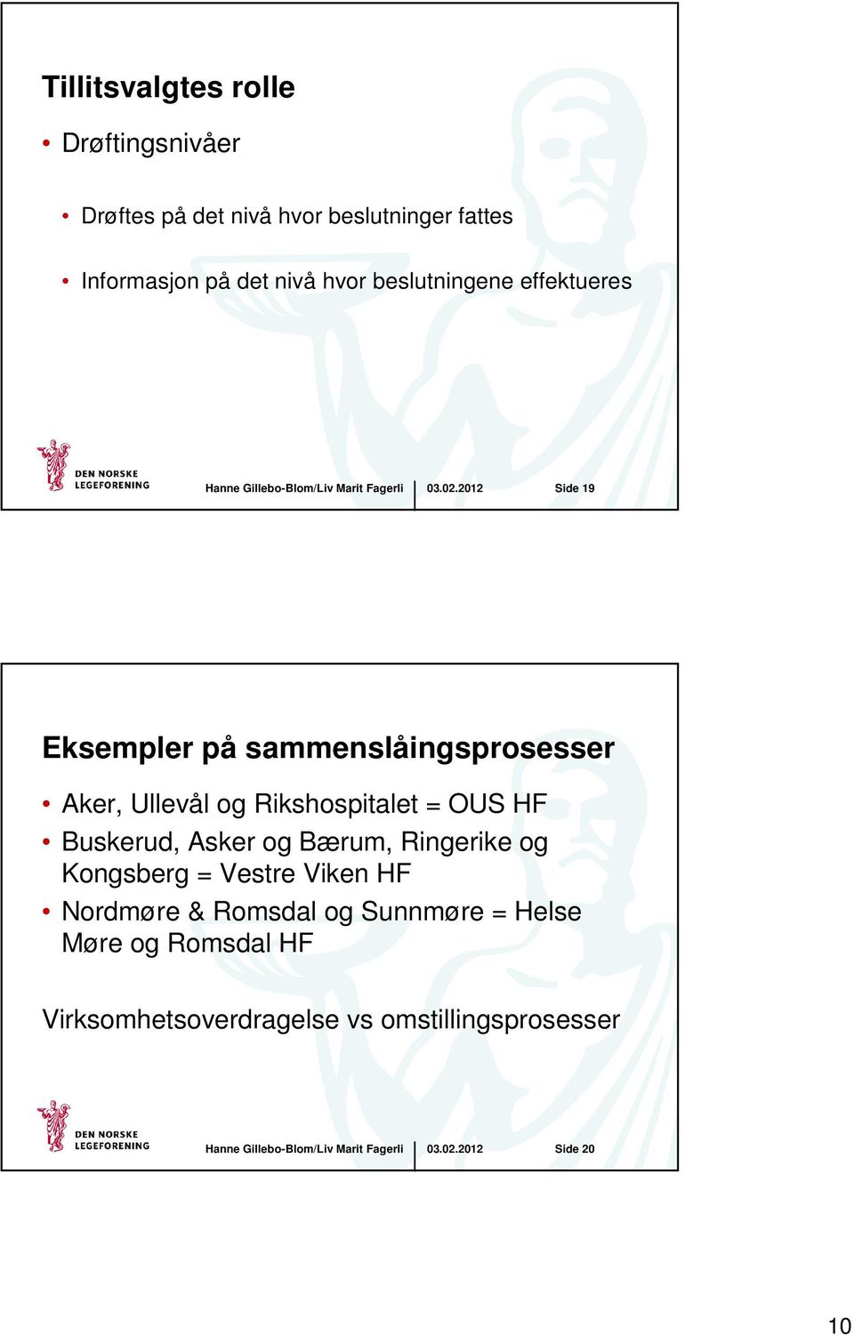 Rikshospitalet = OUS HF Buskerud, Asker og Bærum, Ringerike og Kongsberg = Vestre Viken HF Nordmøre &