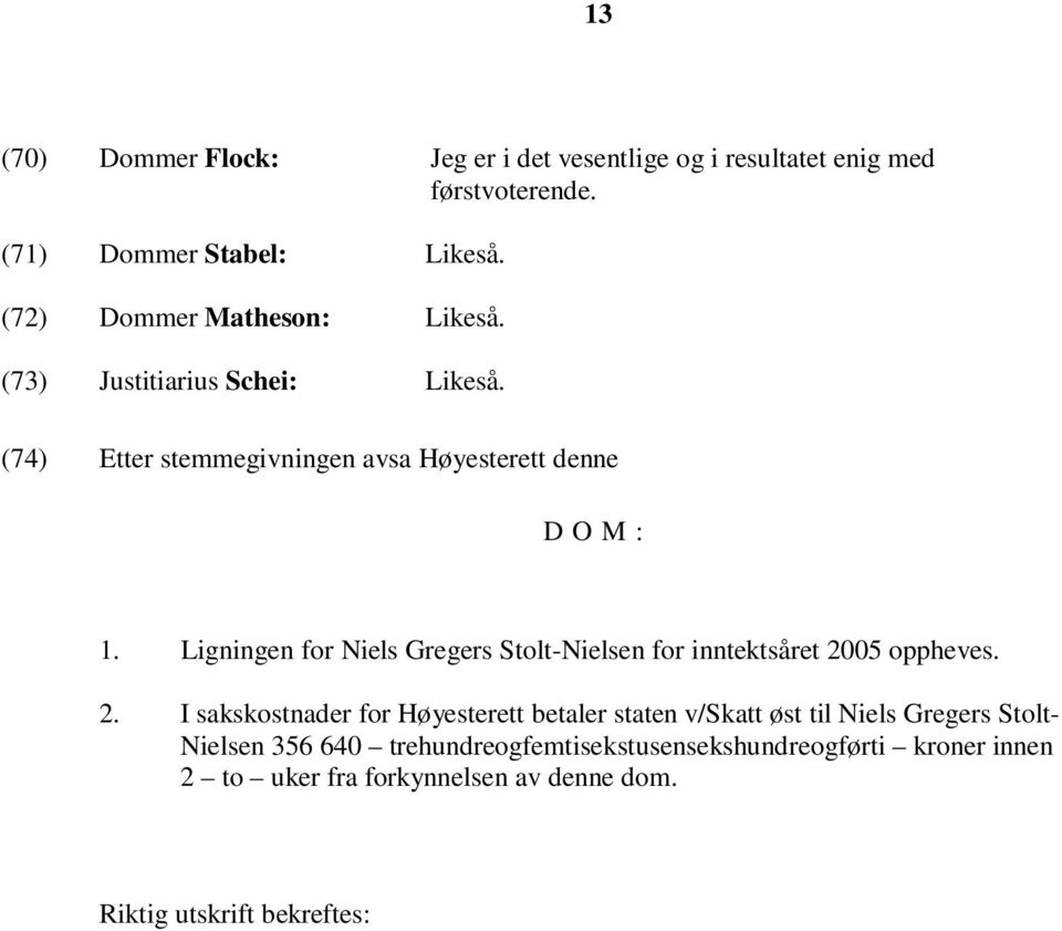 Ligningen for Niels Gregers Stolt-Nielsen for inntektsåret 20