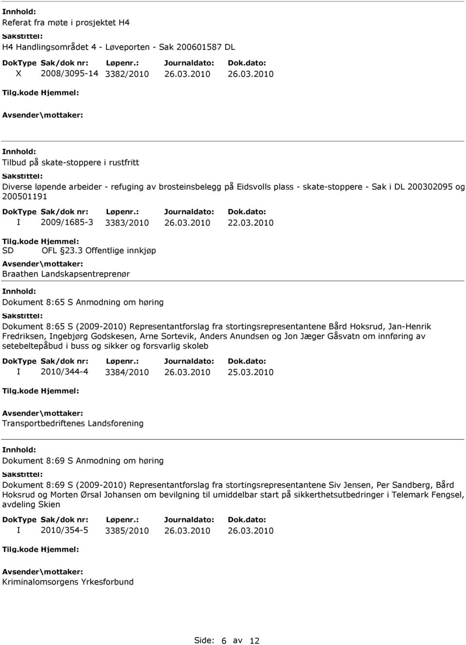 2095 og 200501191 Tilg.kode SD 2009/1685-3 3383/2010 Hjemmel: OFL 23.3 Offentlige innkjøp Braathen Landskapsentreprenør 22.03.