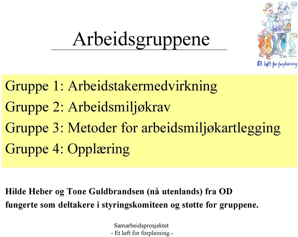 Gruppe 4: Opplæring Hilde Heber og Tone Guldbrandsen (nå