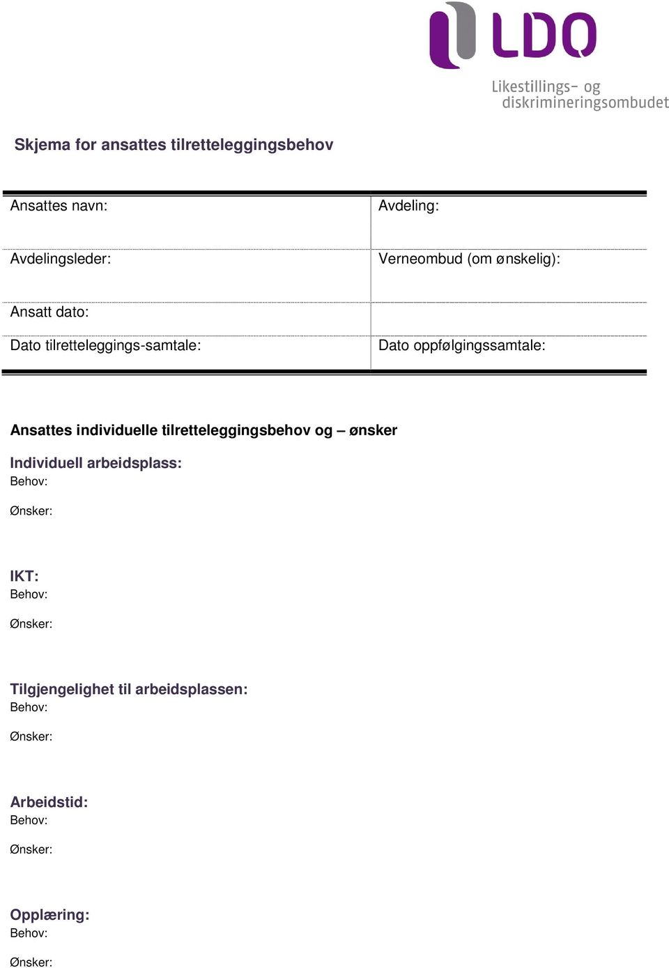 tilretteleggings-samtale: Dat ppfølgingssamtale: Ansattes individuelle