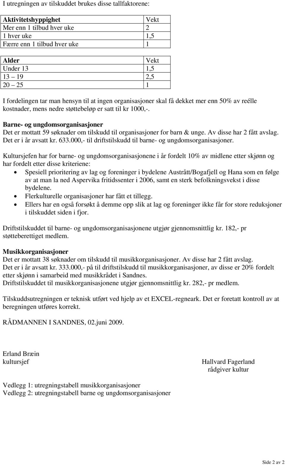 Barne- og ungdomsorganisasjoner Det er mottatt 59 søknader om tilskudd til organisasjoner for barn & unge. Av disse har 2 fått avslag. Det er i år avsatt kr. 633.