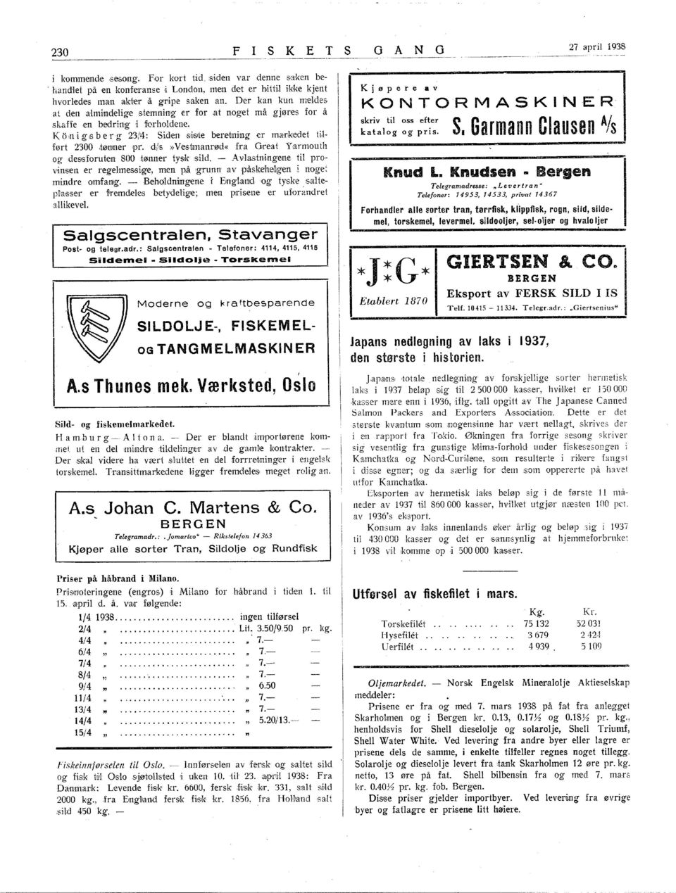 dl/s»vestmanrød«fra Oreat Yarmouth og destsforut,en 800 tønner tysk s,ld. - Avlastnngene tl provnslener regelmes,s'g,e, men på 'grunn av påskehellgen noge~ mndre omfaltlg. - BeholdtlJngene Engl.