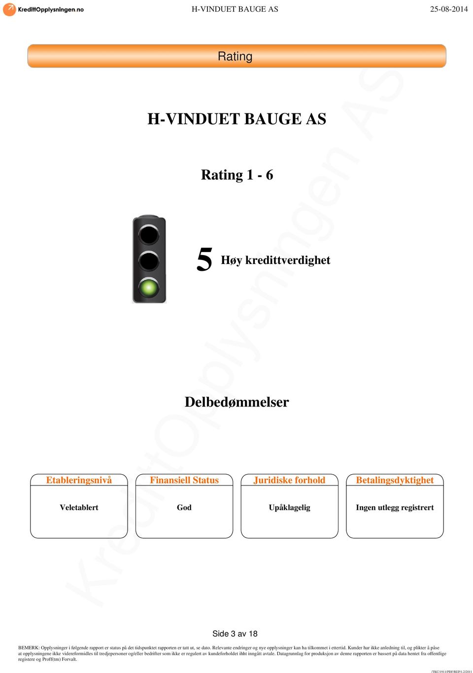 kredittverdighet Delbedømmelser Juridiske forhold