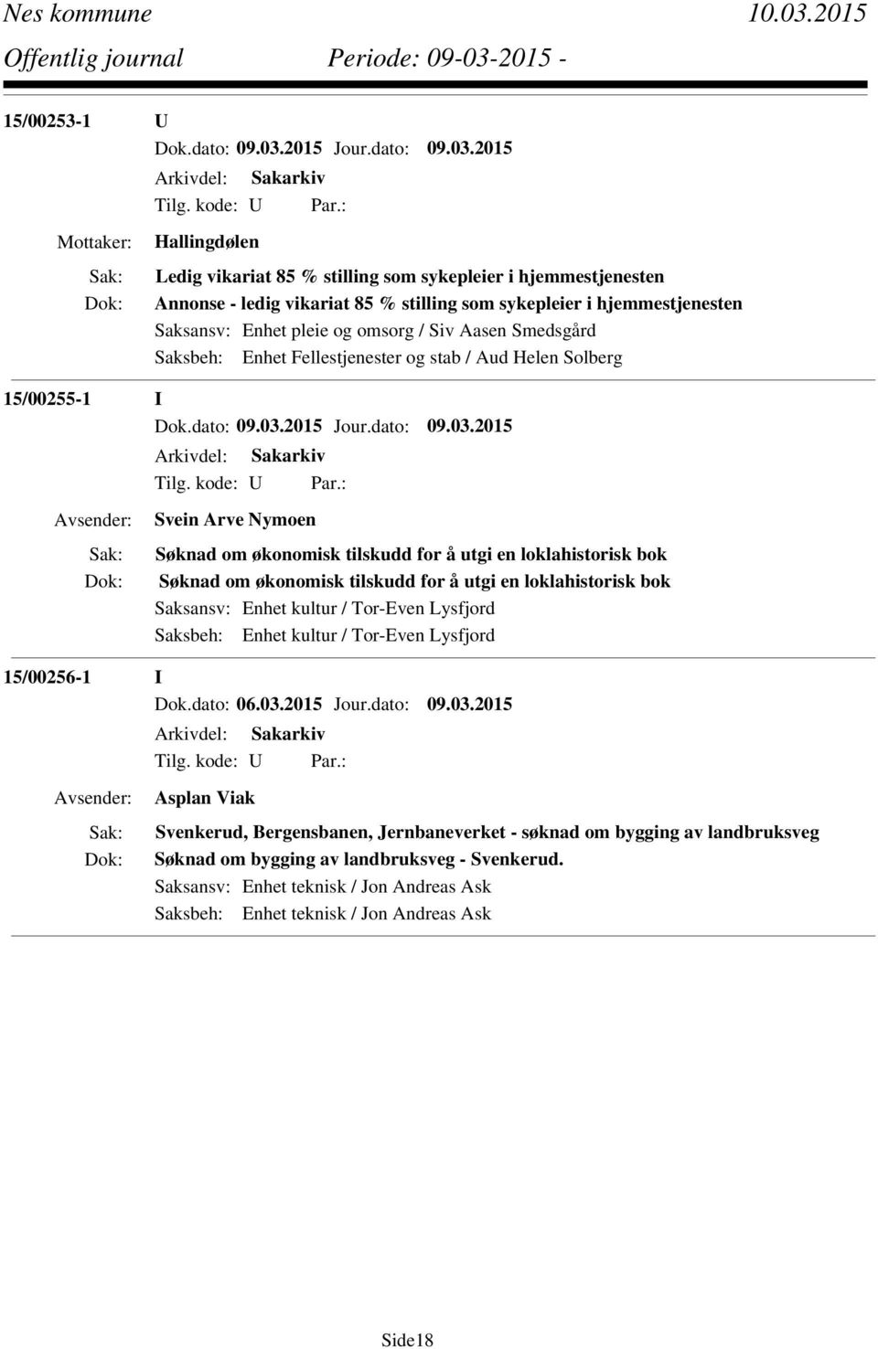 tilskudd for å utgi en loklahistorisk bok Saksansv: Enhet kultur / Tor-Even Lysfjord Saksbeh: Enhet kultur / Tor-Even Lysfjord 15/00256-1 I Dok.dato: 06.03.
