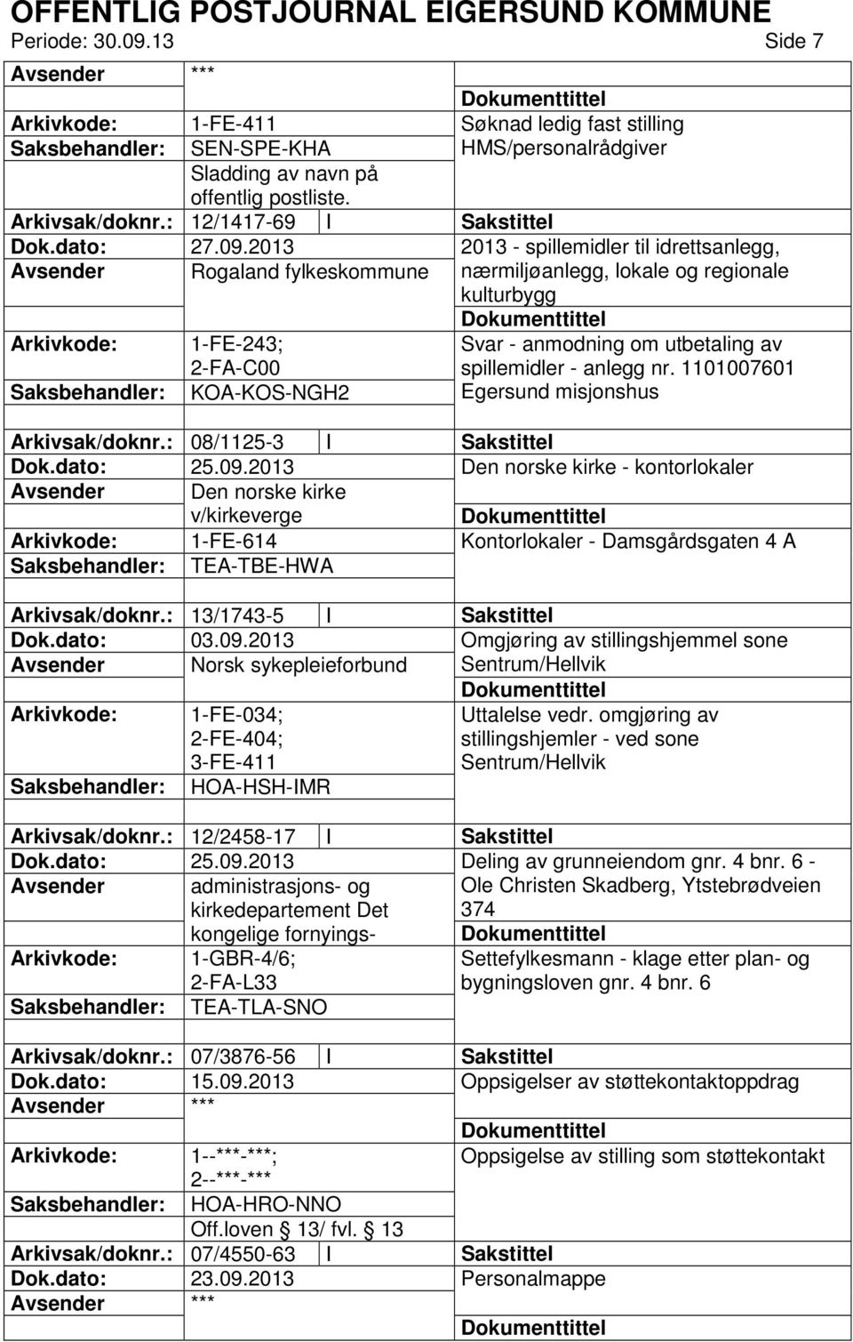 2013 2013 - spillemidler til idrettsanlegg, Avsender Rogaland fylkeskommune nærmiljøanlegg, lokale og regionale kulturbygg 1-FE-243; 2-FA-C00 Svar - anmodning om utbetaling av spillemidler - anlegg