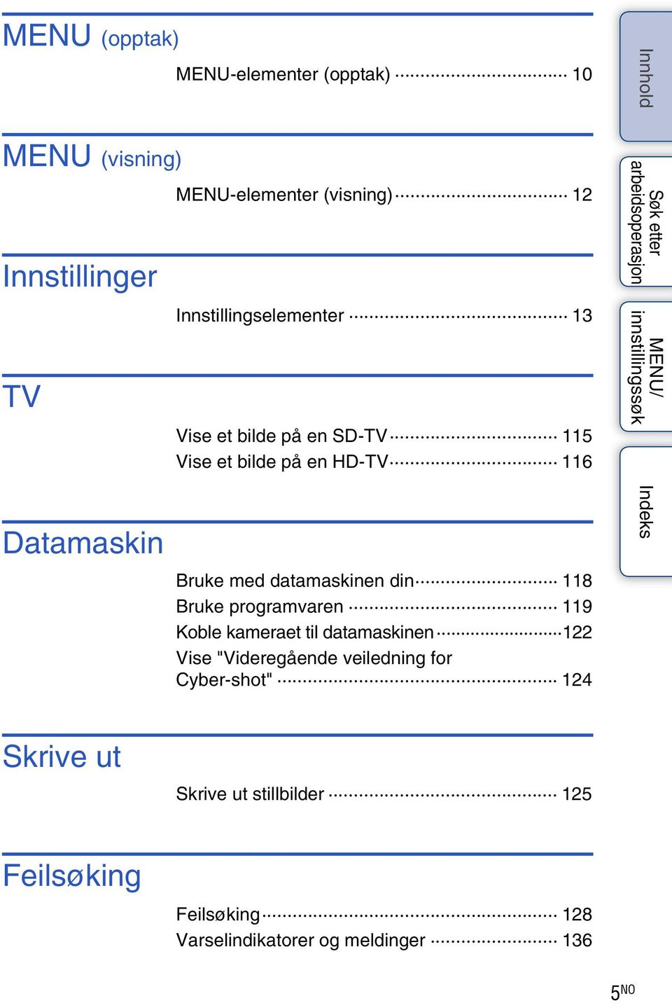 datamaskinen din 118 Bruke programvaren 119 Koble kameraet til datamaskinen 122 Vise "Videregående veiledning